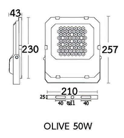 สปอร์ตไลท์ LED 50W BEC Olive